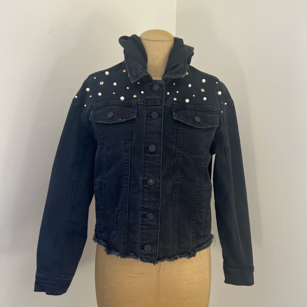 Justice Black Studded Denim Jacket